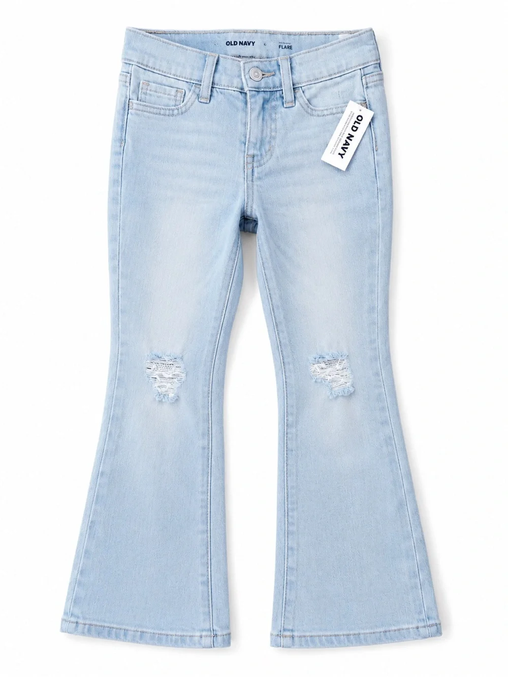 Old Navy Light Blue Flare Jeans with Knee Distressed NWT Sz 6